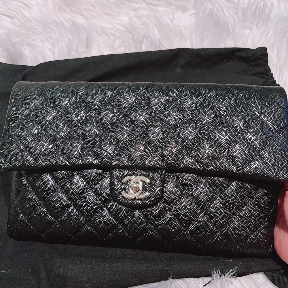 Chanel Classic Flap Clutch in Black Caviar